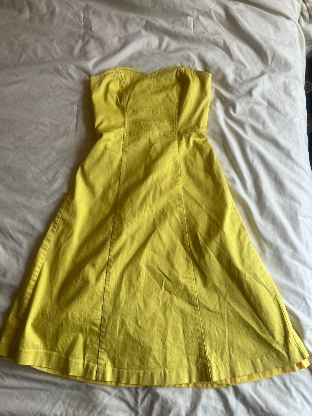 H&M 4 Sunny Yellow Sleeveless Swing Dress Sweetheart neckline A line skirt